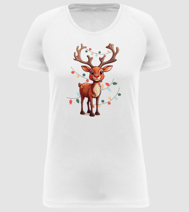 Festive Rudolph model alb pe tricou