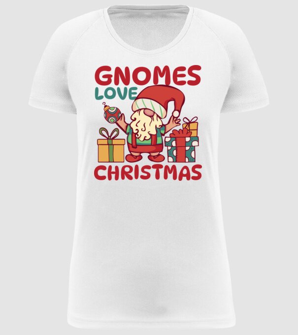 Gnomes LOVE Christmas model alb pe tricou