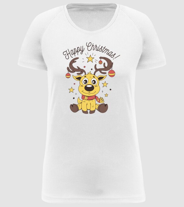 Happy Christmas Reindeer Alb model alb pe tricou