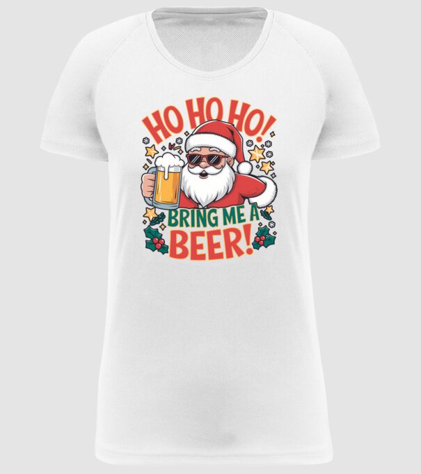 HO HO HO bring me a BEER santa Alb model alb pe tricou