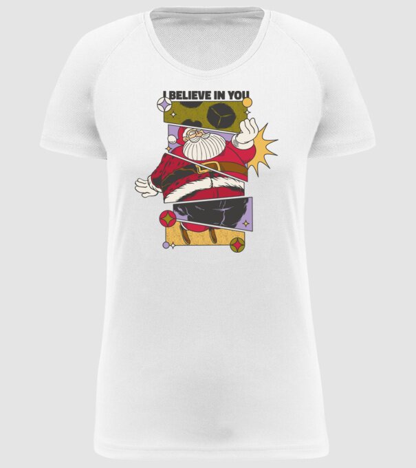 I believe in you Santa model alb pe tricou