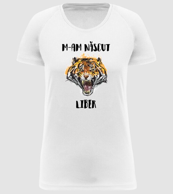 m-am născut liber model alb pe tricou