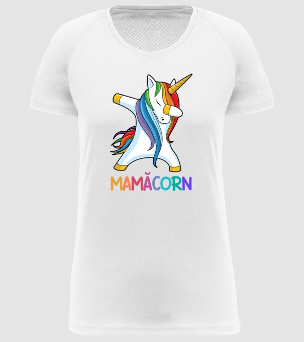 mamăcorn model alb pe tricou