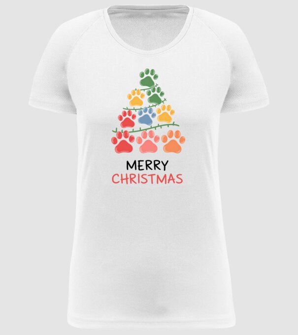Merry Christmas Paws Alb model alb pe tricou