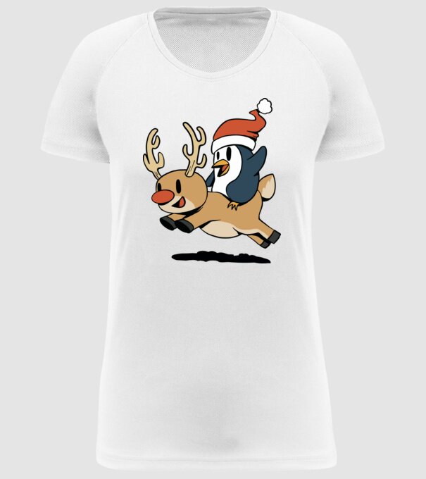pinguin reindeer cristmas model alb pe tricou