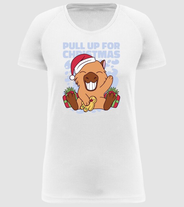 Pull up for christmas Capybara model alb pe tricou