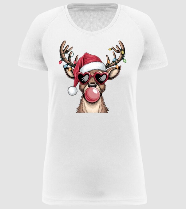 Ren amuzant de Crăciun model alb pe tricou