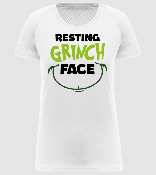 Resting Grinch face model alb pe tricou