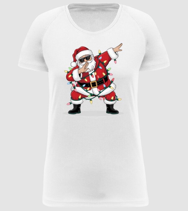Santa Dab model alb pe tricou