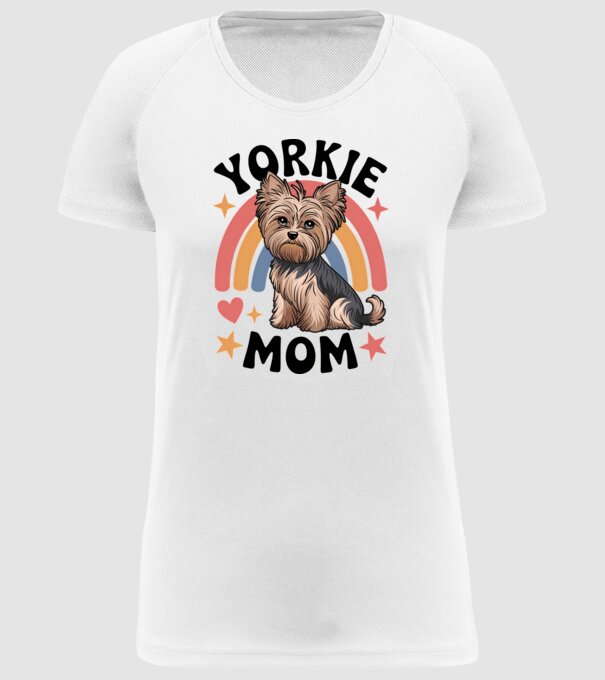 Yorkie Mom Alb model alb pe tricou