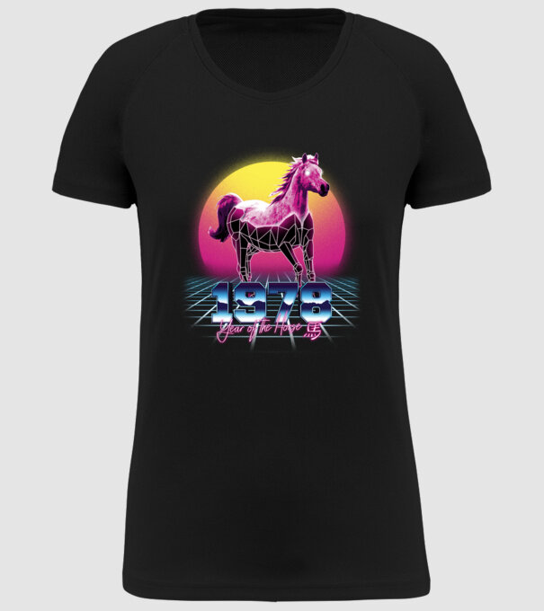 1978 Year of the Horse model negru pe tricou