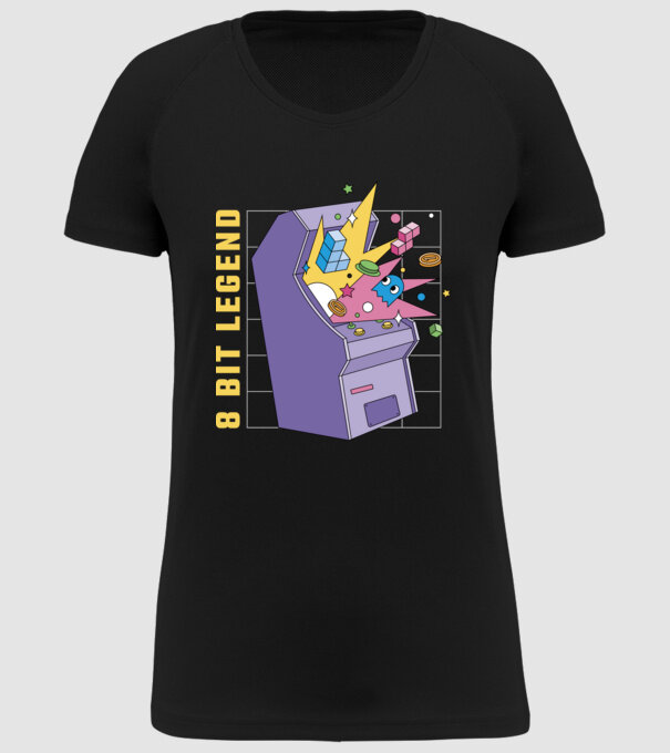 8 Bit Legendă Arcade Slot Machine model negru pe tricou