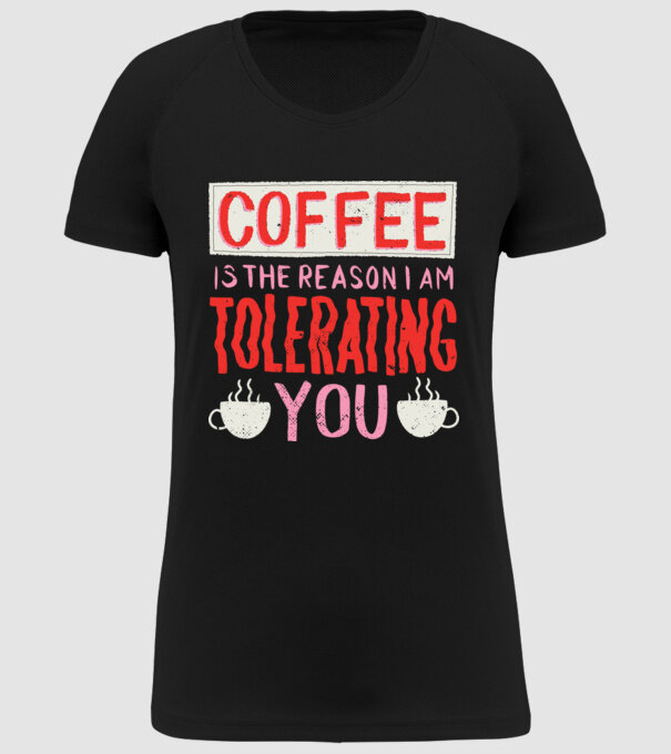 Cafeaua este motivul pentru care încă te mai suport model negru pe tricou