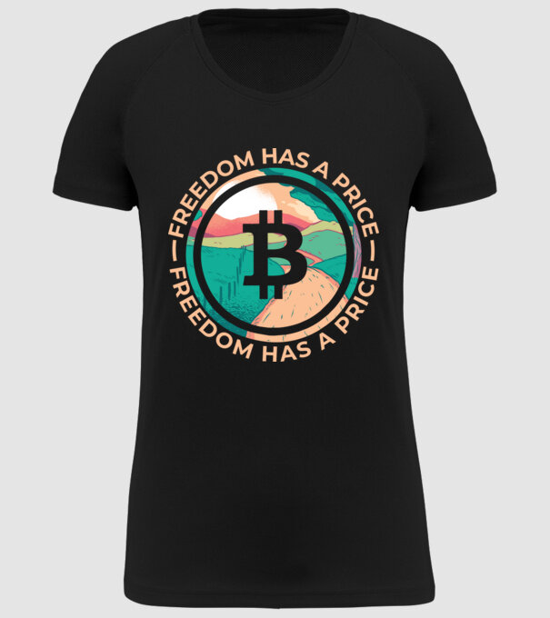 Libertatea are preț Bitcoin model negru pe tricou