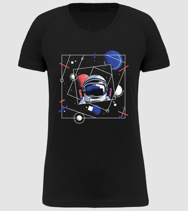 Astronaut univers abstract model negru pe tricou