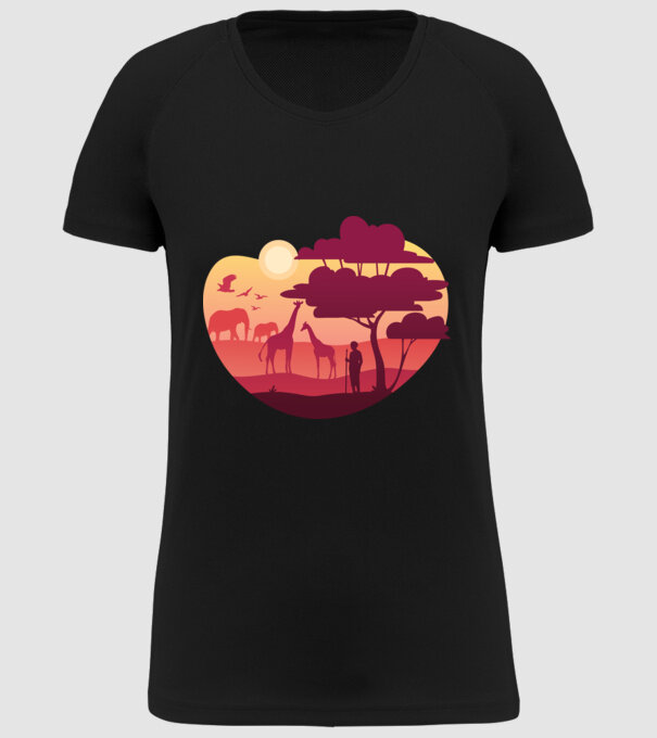 Peisaj african model negru pe tricou