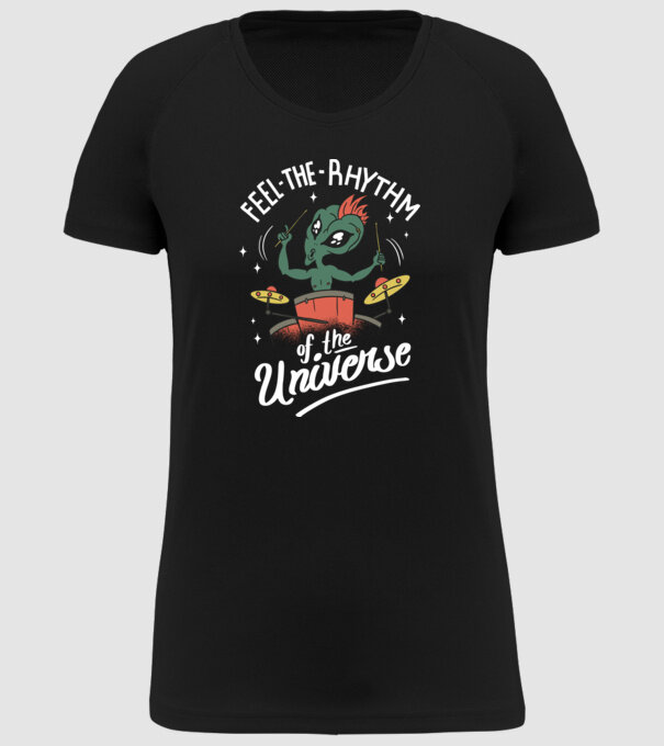 Alien baterist model negru pe tricou