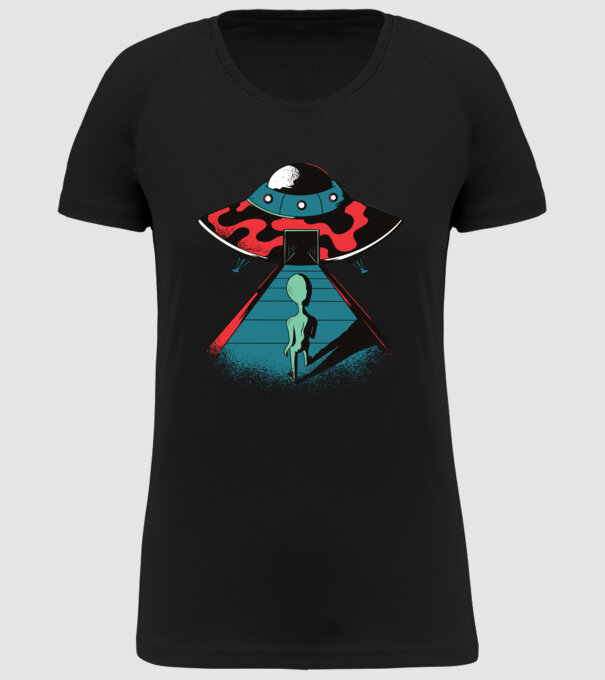 Alien Ufo model negru pe tricou