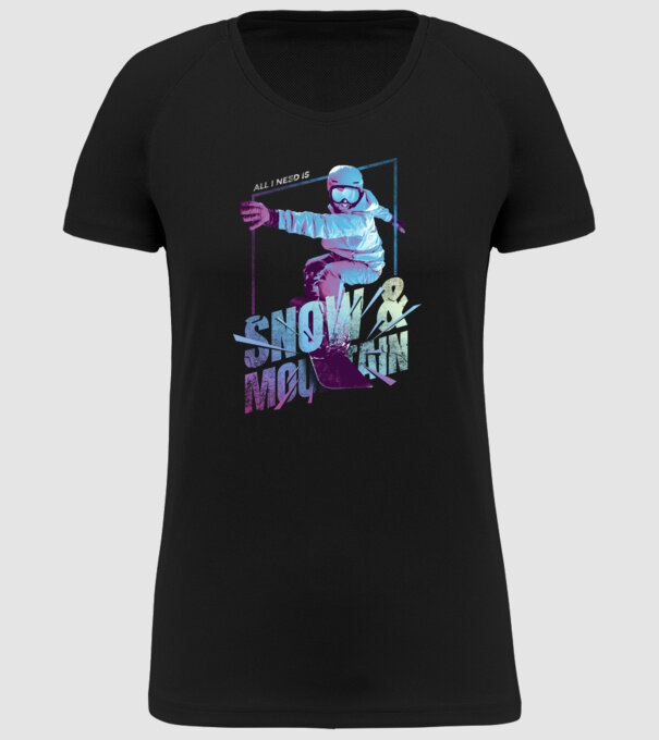 All I need is Snowboard model negru pe tricou