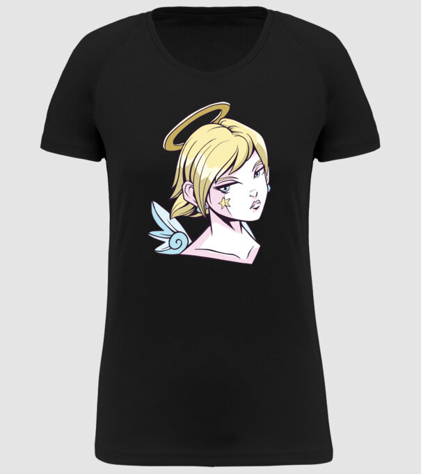 Anime Fată angelică model negru pe tricou