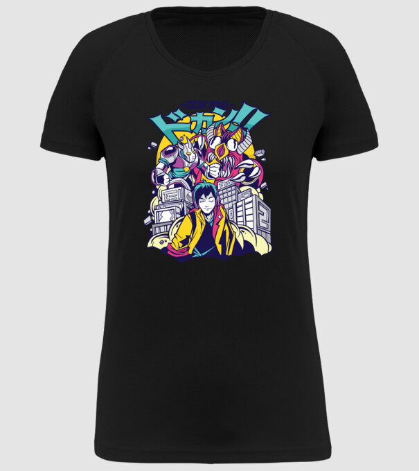 Anime Godzilla model negru pe tricou