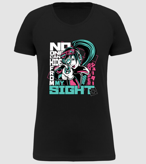 Anime Fată Lunetistă model negru pe tricou