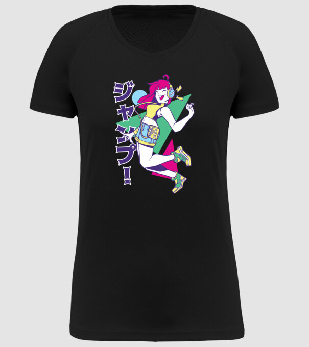 Anime fată retro model negru pe tricou