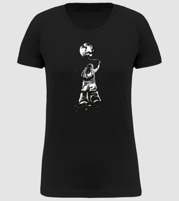 Astronaut Lună model negru pe tricou