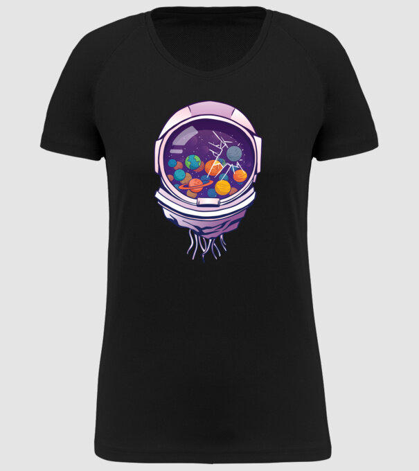 Cască de astronaut model negru pe tricou