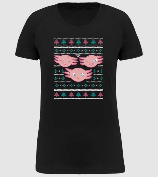 Pulover urât Axolotl model negru pe tricou