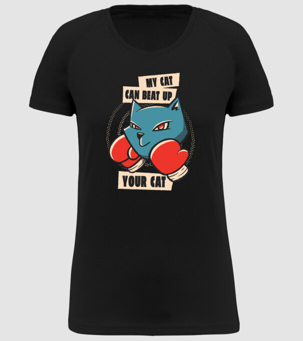 Pisicuța mea bate pisicuța ta model negru pe tricou