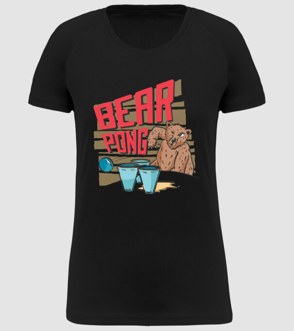 Bear Pong model negru pe tricou