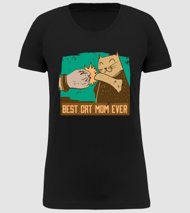 Best Cat Mom Ever - Cea mai bună mamă cu pisici model negru pe tricou