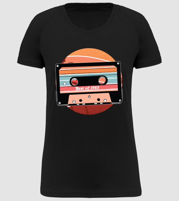 Best of 1965 retro Tape Birthday model negru pe tricou