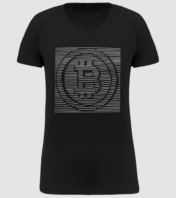 Linii 3d Bitcoin model negru pe tricou