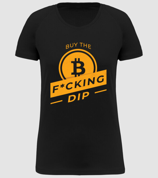 Bitcoin - Buy the fucking dip model negru pe tricou