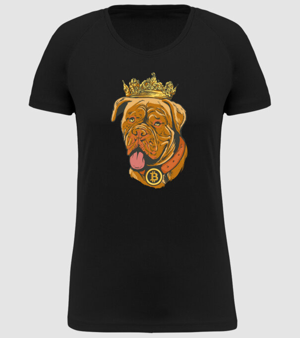Câine Bitcoin model negru pe tricou