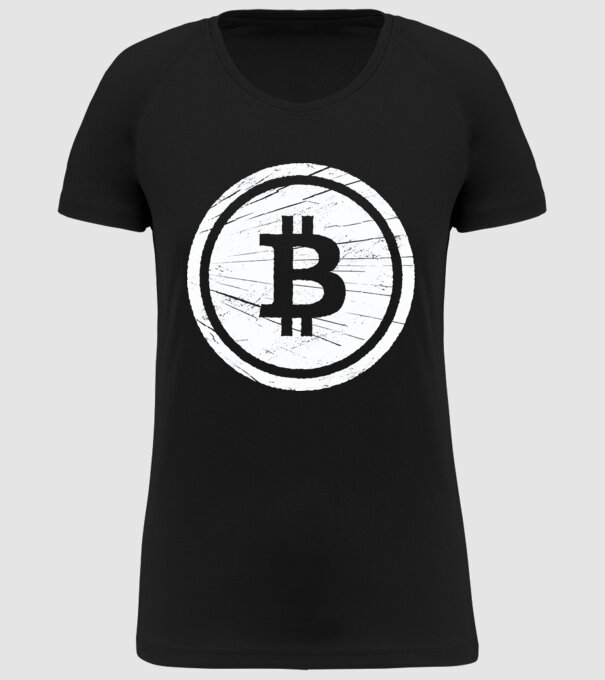 Bitcoin logo model negru pe tricou
