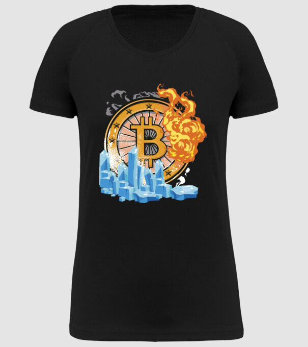 Logo Bitcoin model negru pe tricou