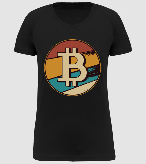 Bitcoin retro model negru pe tricou