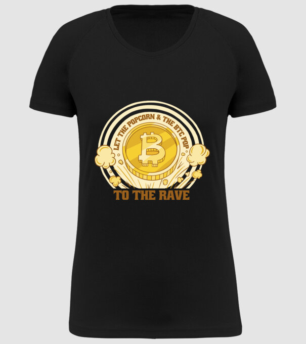 Bitcoin to the Rave model negru pe tricou
