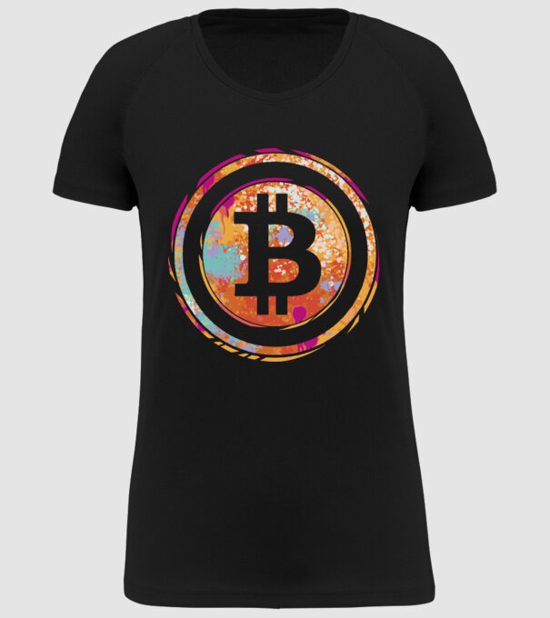 Bitcoin Watercolor model negru pe tricou
