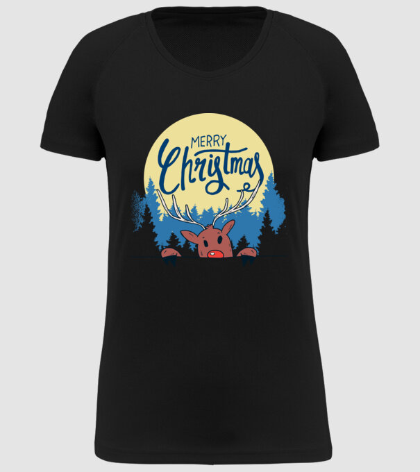 Crăciun Fericit Moș Crăciun cu ren model negru pe tricou