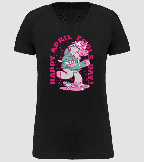 Ziua proștilor Unicorn model negru pe tricou