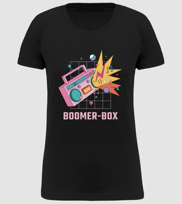 Boomer Box Magnetofon Retro model negru pe tricou