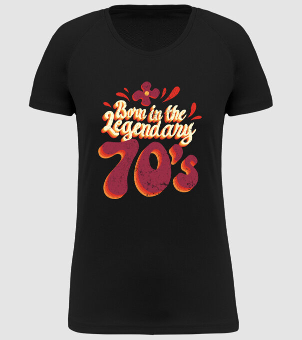 'Born in the Legendary 70''s' model negru pe tricou