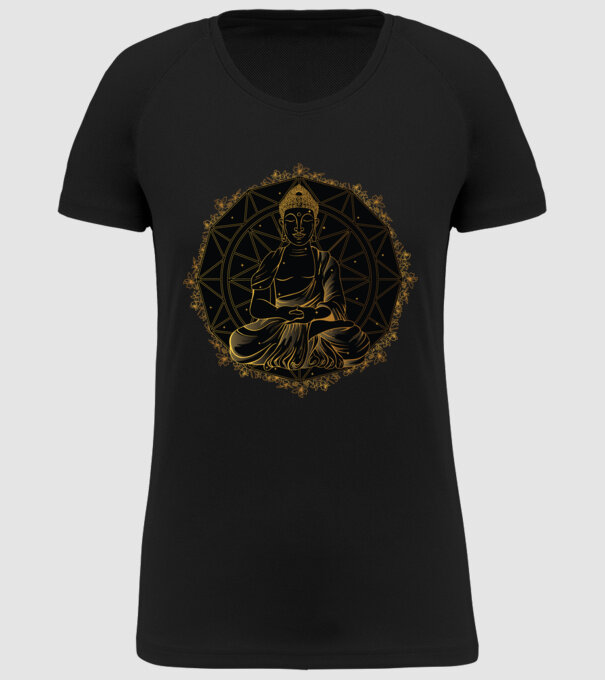 Buddha Mandala model negru pe tricou