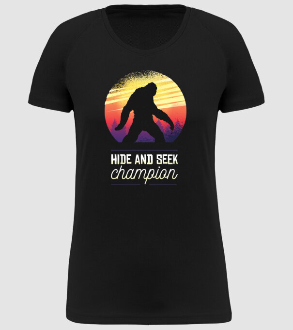 campion de-a v-ați ascunselea Yeti model negru pe tricou