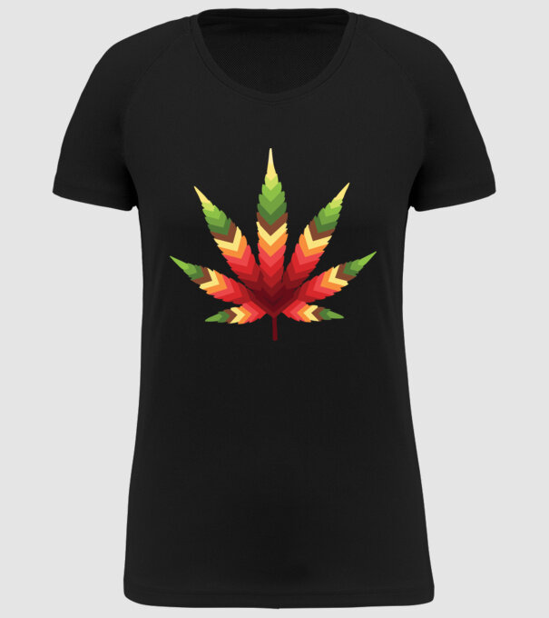 Frunză de canabis model negru pe tricou