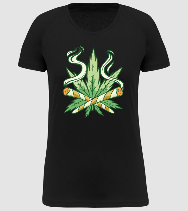 Cannabis Marijuana model negru pe tricou